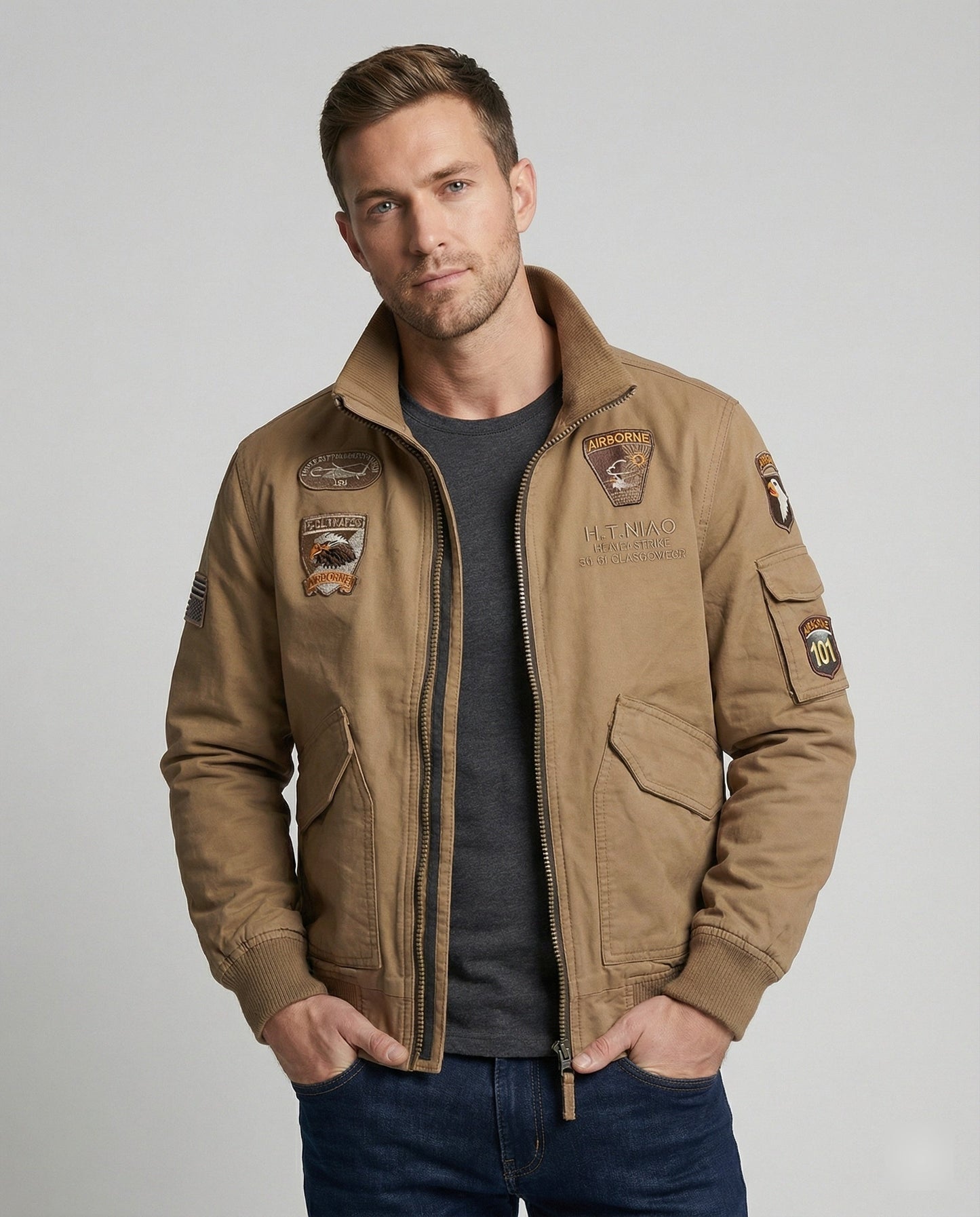 Herren Bomberjacke Militärstyle Nylon