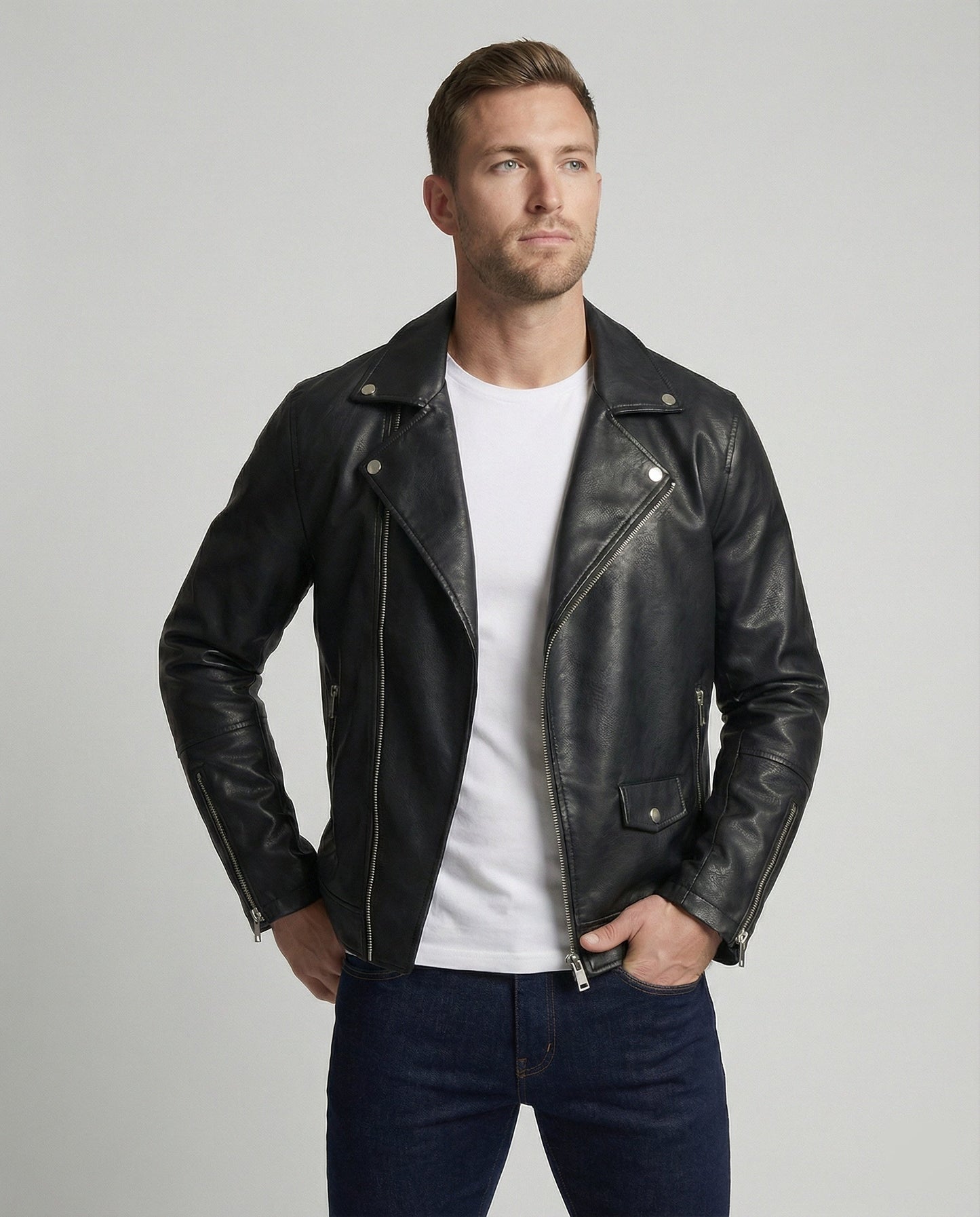 Herren Leder Motorradjacke Nappaleder
