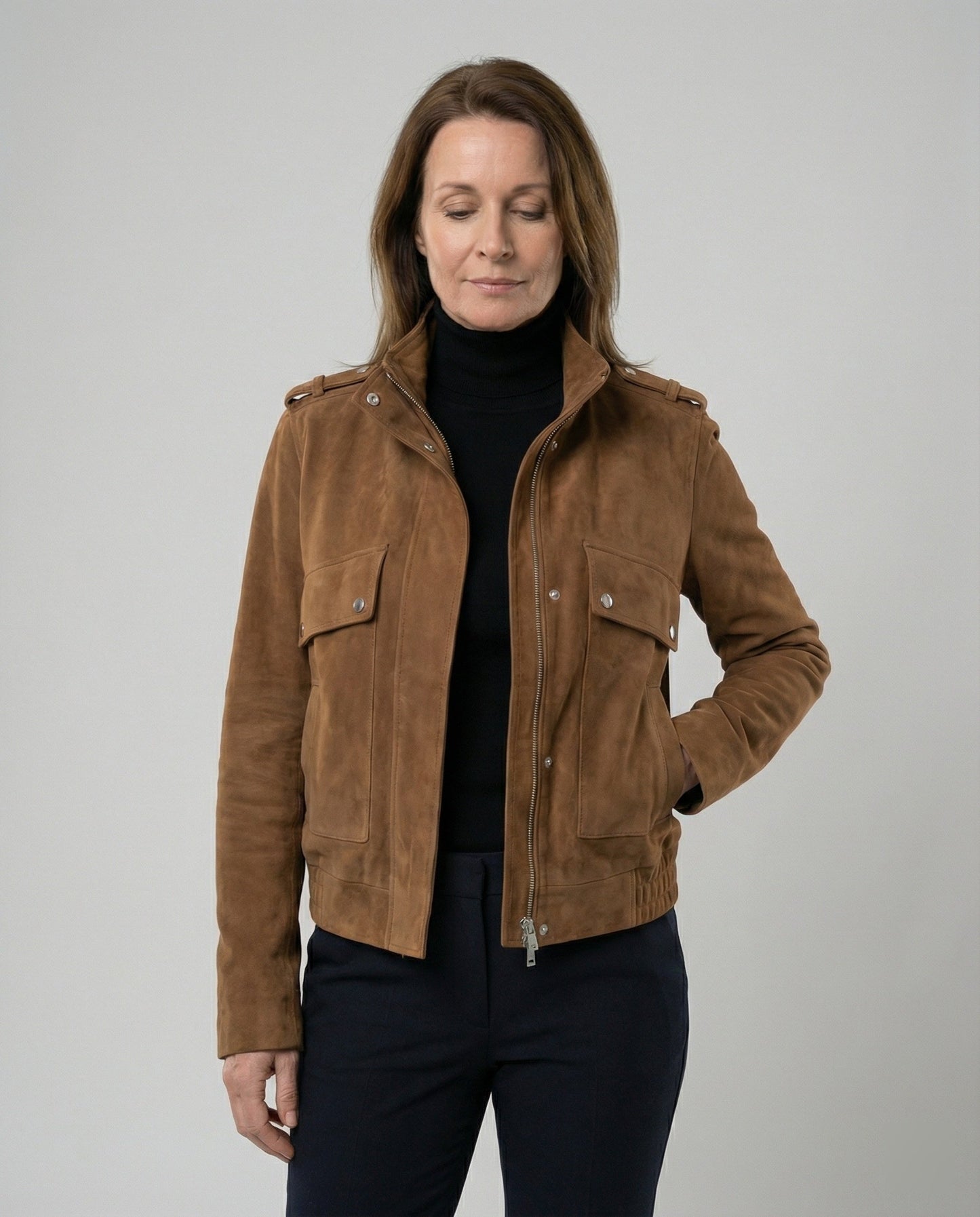 Damen Wildleder Bomberjacke