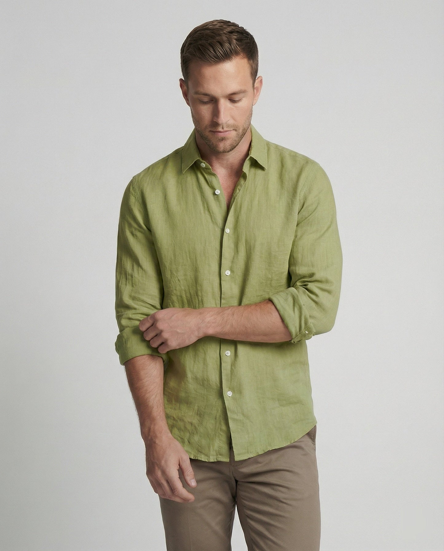 Herren Leinenhemd Kentkragen Sommer