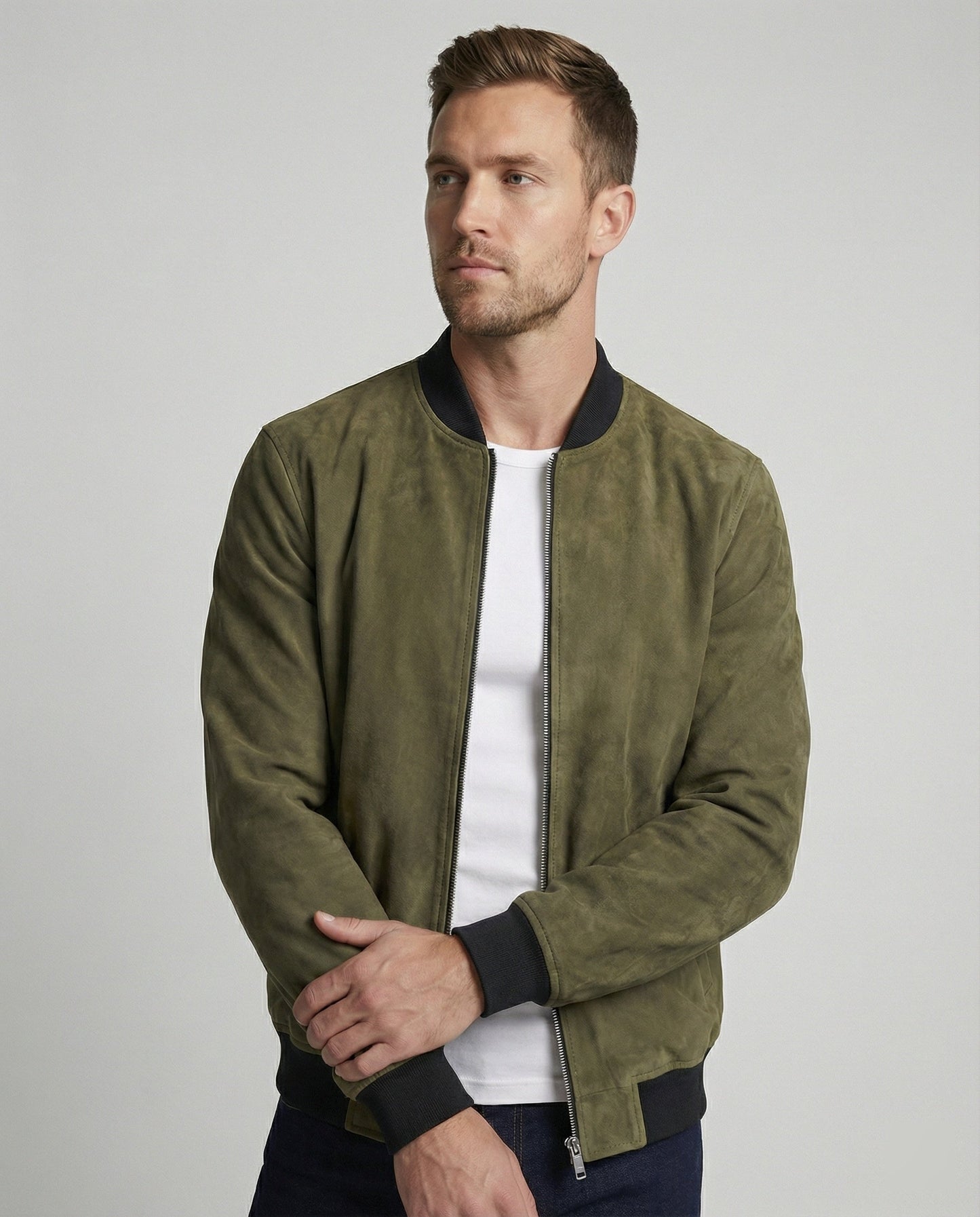 Herren Velours Bomberjacke Freizeitkleidung