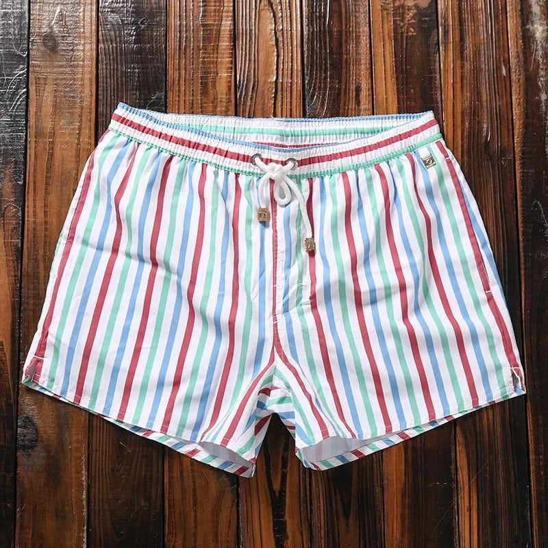 Herren Badeshorts Streifen Baumwolle Bequem