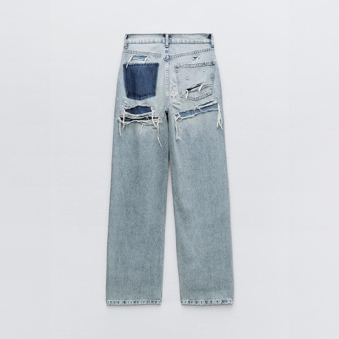Damen Baggy Jeans Hoch Tailliert Weit Bein Lässig