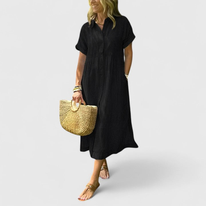 Maja Damen Midikleid Gestreift Leicht Lockeres