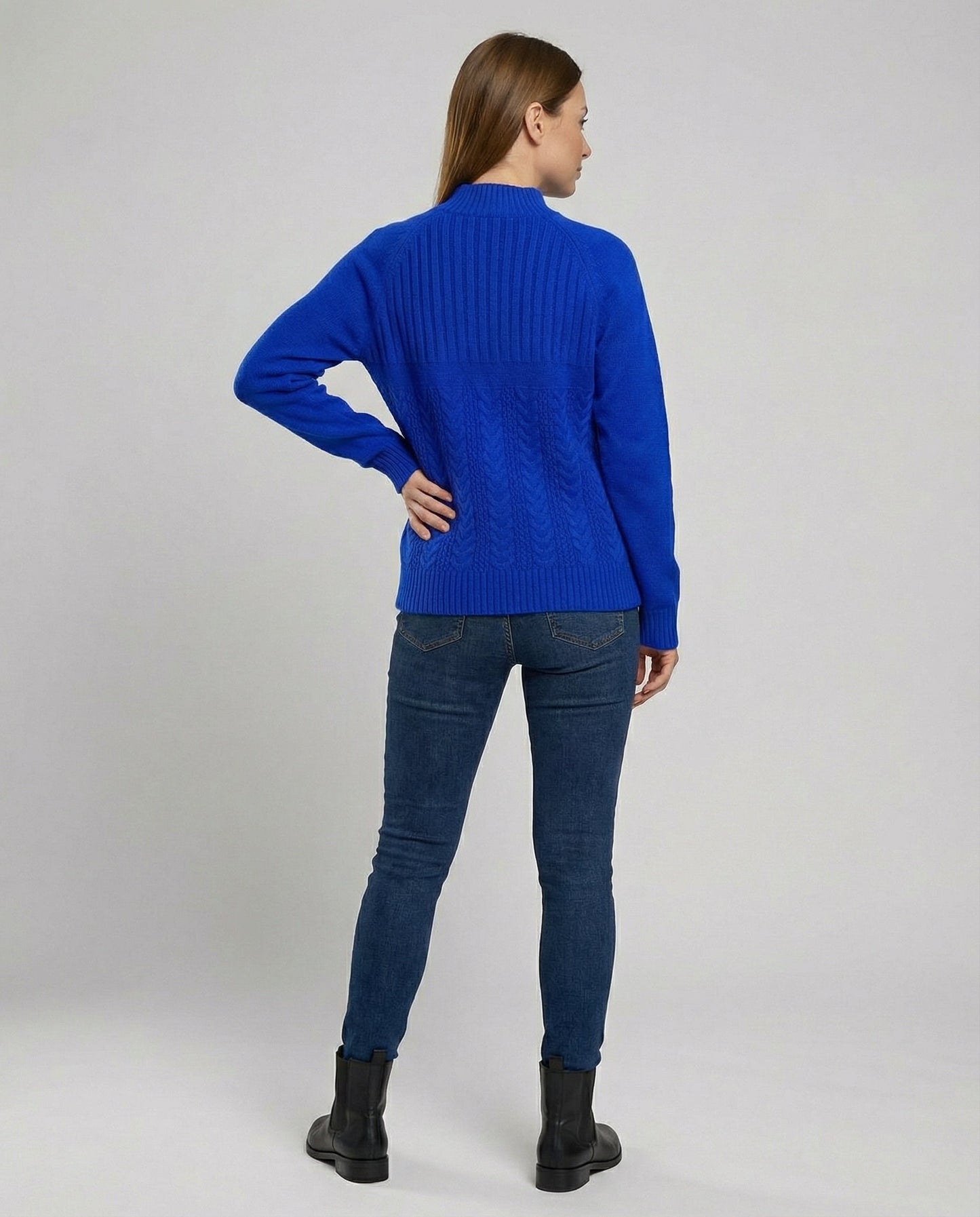 Damen Pullover Gerippt Hoher Kragen