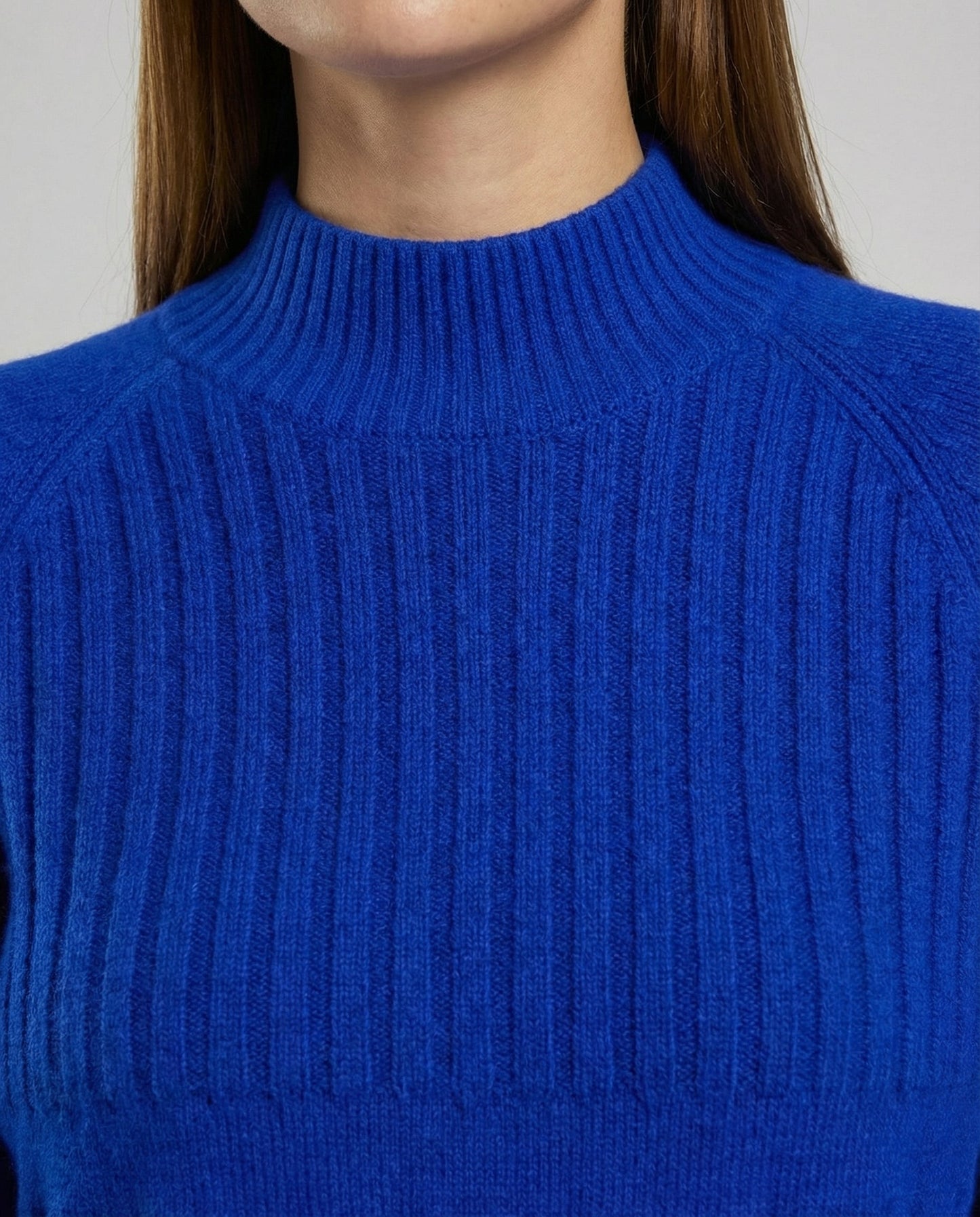 Damen Pullover Gerippt Hoher Kragen