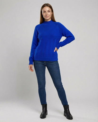 Damen Pullover Gerippt Hoher Kragen