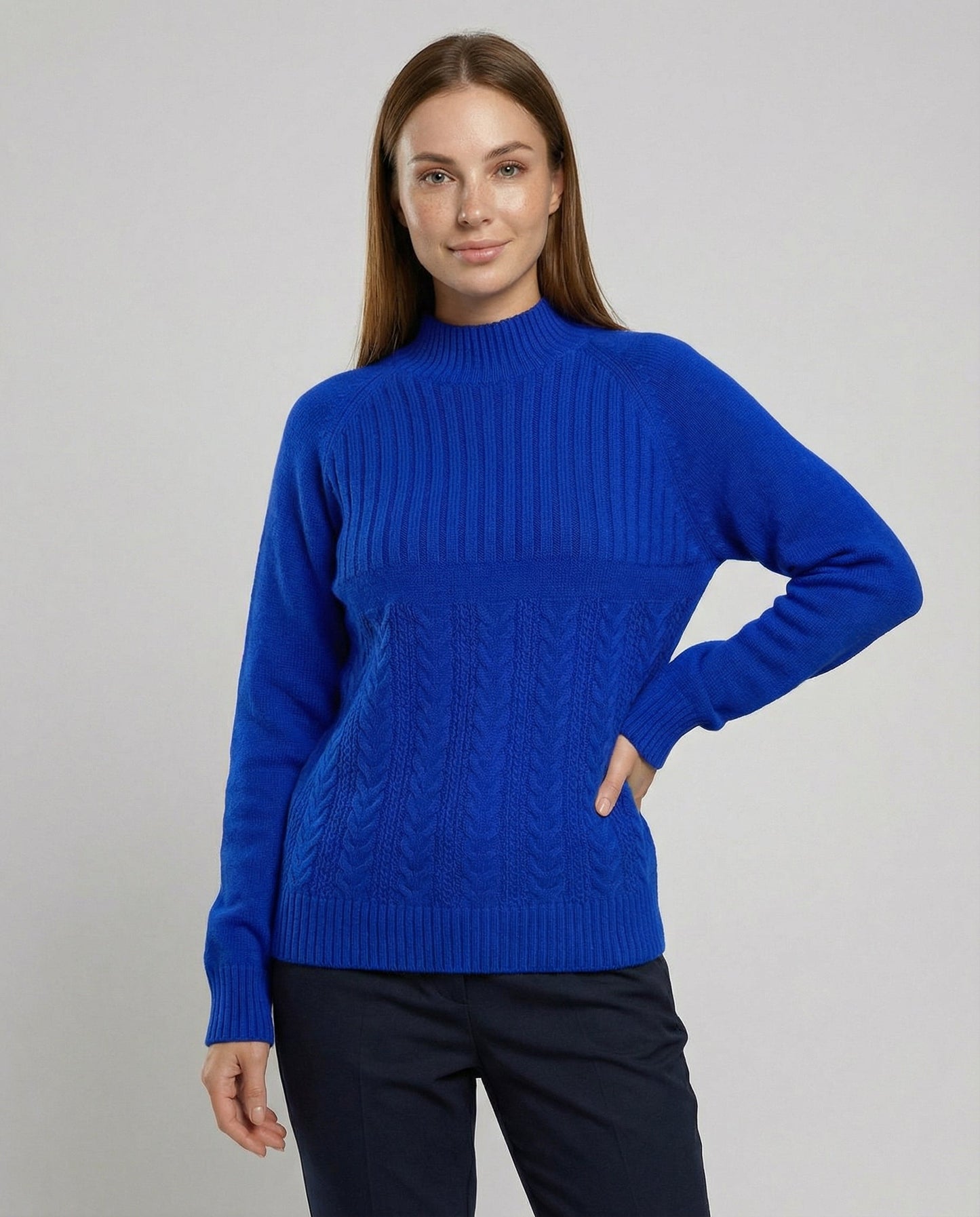 Damen Pullover Gerippt Hoher Kragen - Norvielle