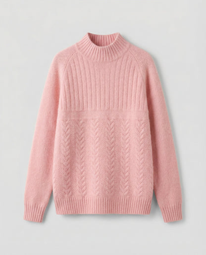 Damen Pullover Gerippt Hoher Kragen
