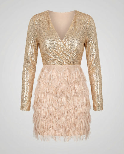 Funkelndes Damen Partykleid Patchwork
