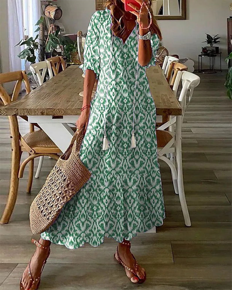 Damen Boho-Kleid mit Bauchkaschierung
