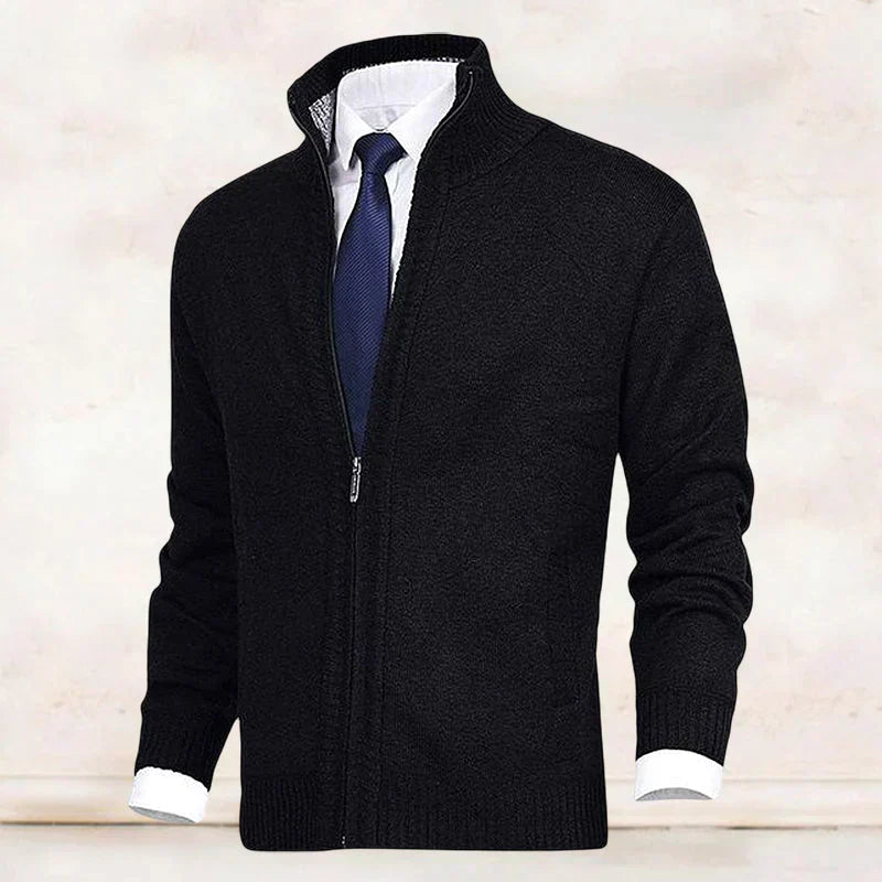 Norvielle Herren Strickjacke Stehkragen Reißverschluss