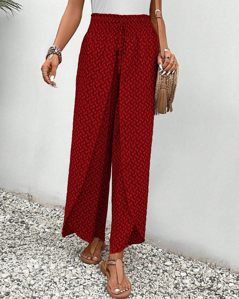 Damen Sommerhose Hohe Taille Geometrisches Muster
