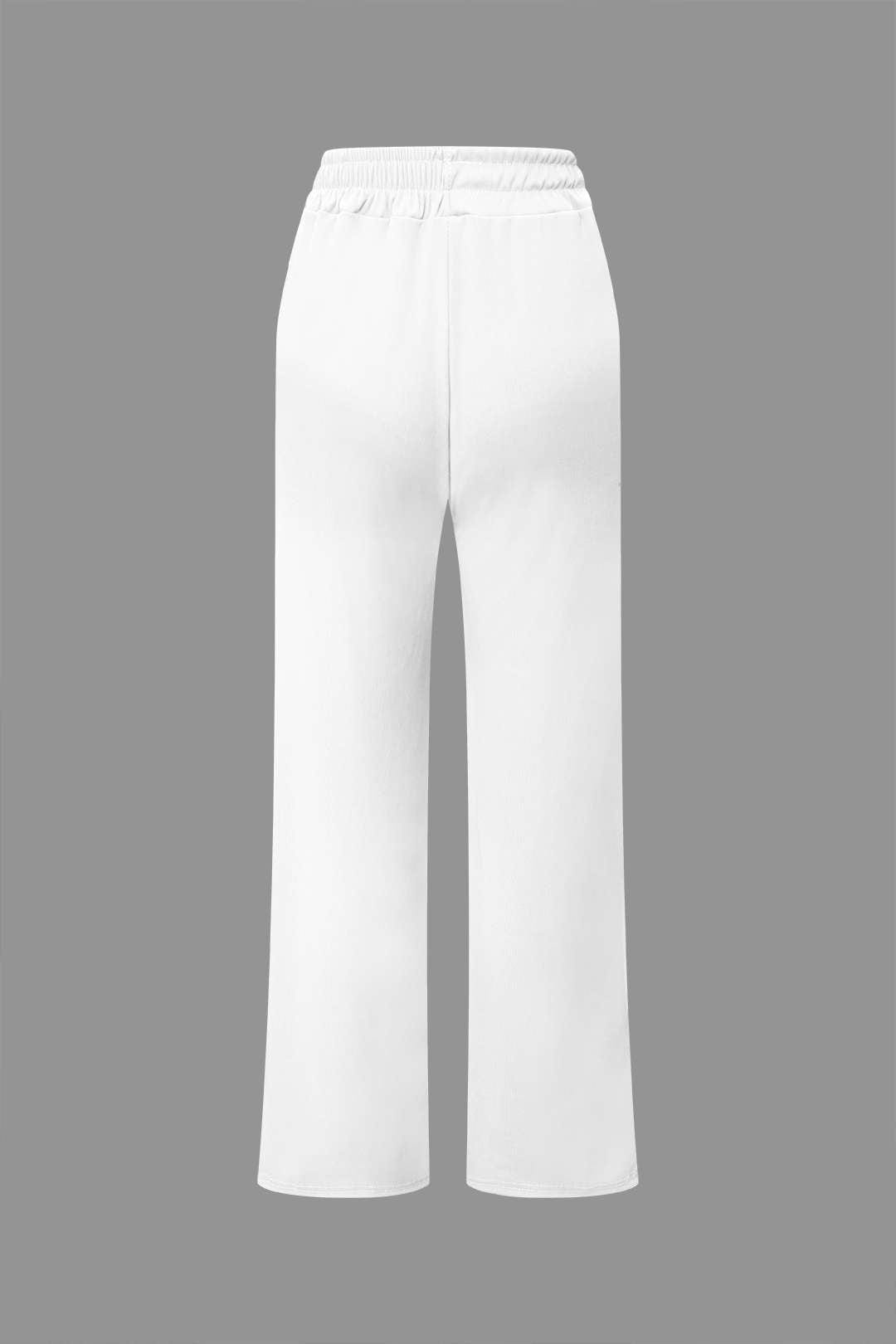 Damen Zweiteiler-Set Asymmetrisches Oberteil Weite Hose