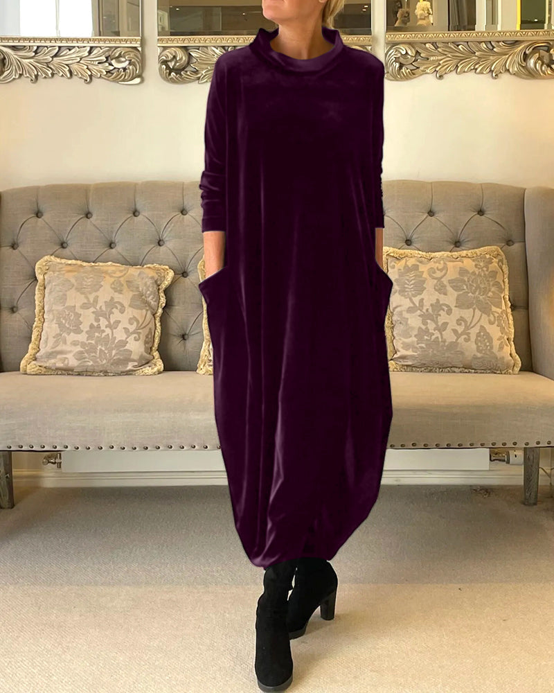 Elegantes Damen Samtkleid Mit Bauchabdeckung