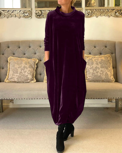 Elegantes Damen Samtkleid Mit Bauchabdeckung