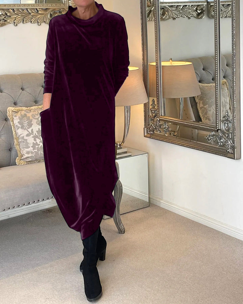 Elegantes Damen Samtkleid Mit Bauchabdeckung