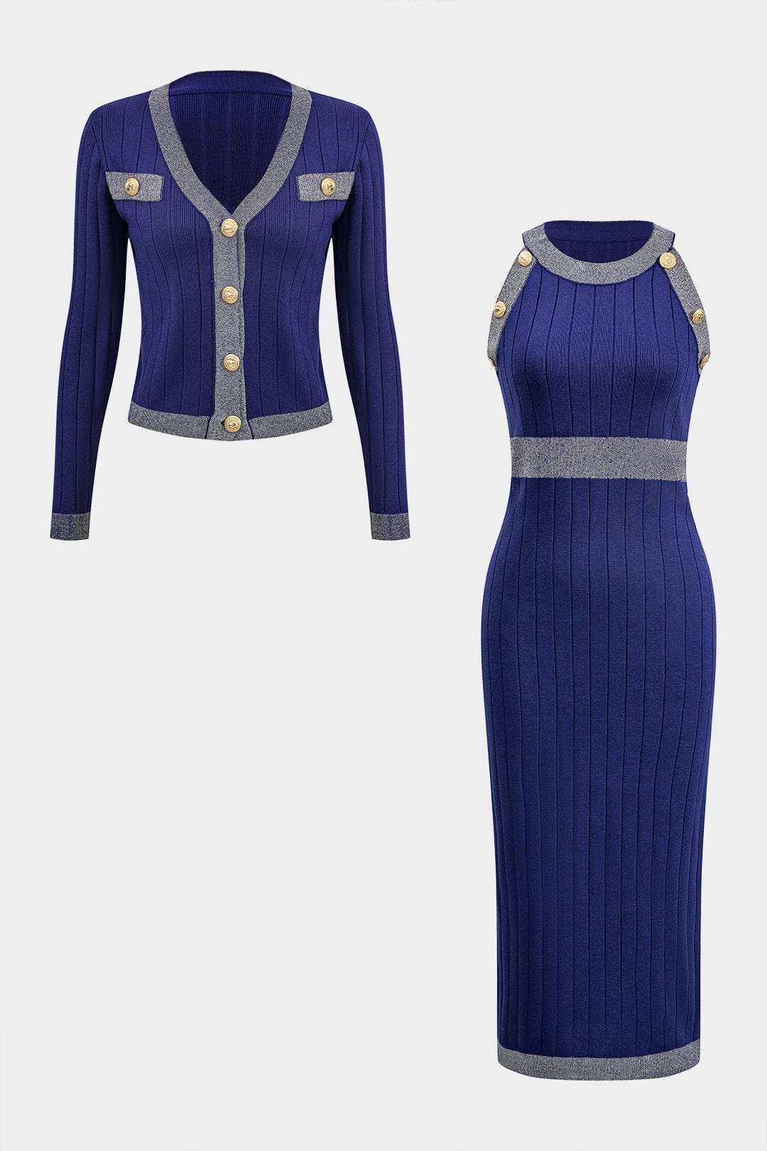 Damen Strick-Set Cardigan und Bleistiftkleid - Norvielle