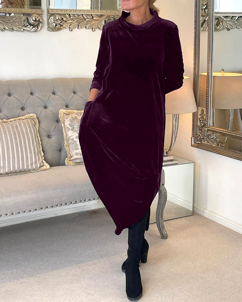 Elegantes Damen Samtkleid Mit Bauchabdeckung