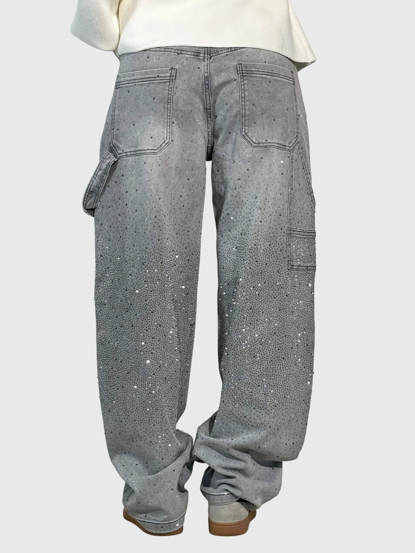 Damen Glänzende Diamant Jeanshose