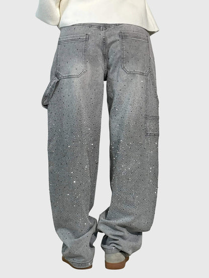 Damen Glänzende Diamant Jeanshose