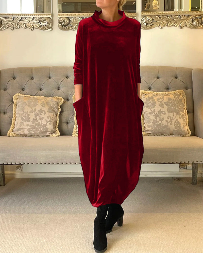 Elegantes Damen Samtkleid Mit Bauchabdeckung