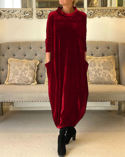 Elegantes Damen Samtkleid Mit Bauchabdeckung