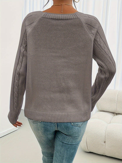 Norvielle Damen Pullover Rundhalsausschnitt Casual