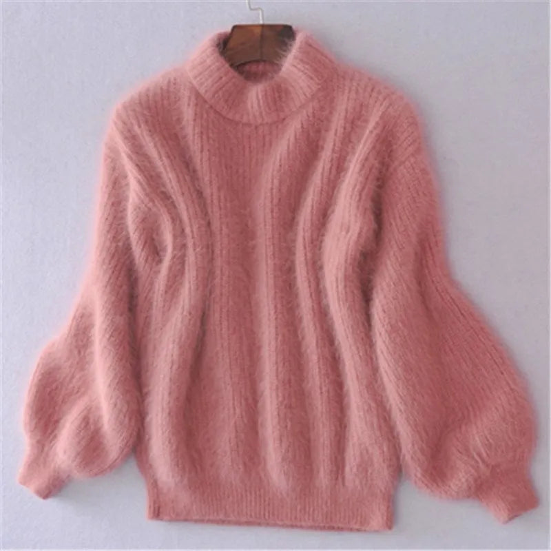 Norvielle Damen Strickpullover Kaschmirgefühl Hochkragen
