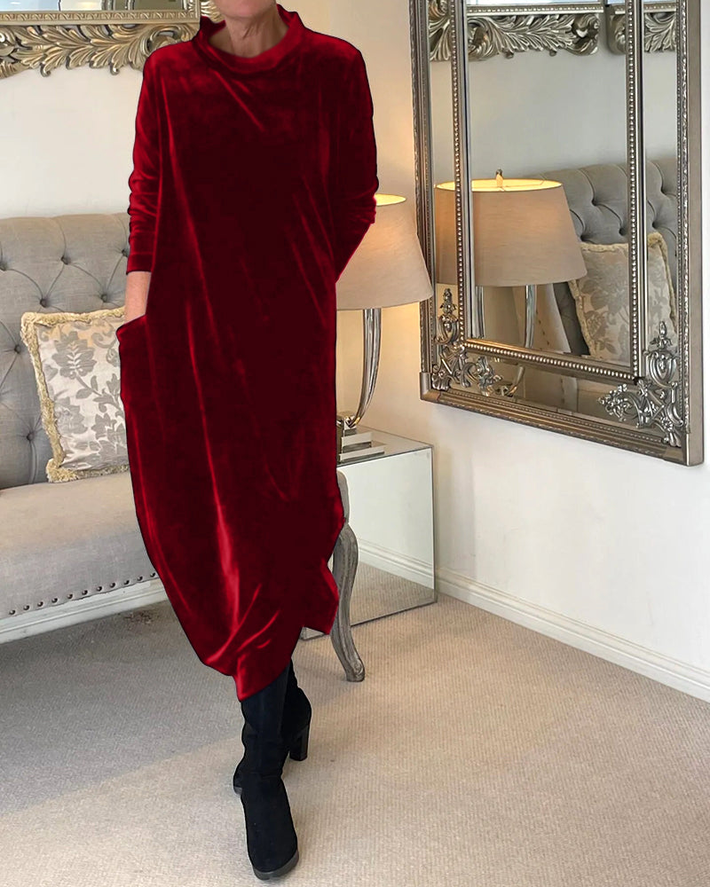 Elegantes Damen Samtkleid Mit Bauchabdeckung
