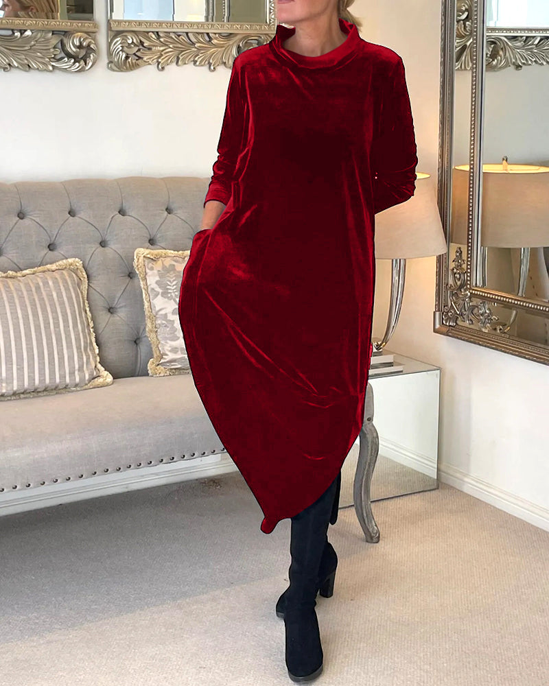 Elegantes Damen Samtkleid Mit Bauchabdeckung