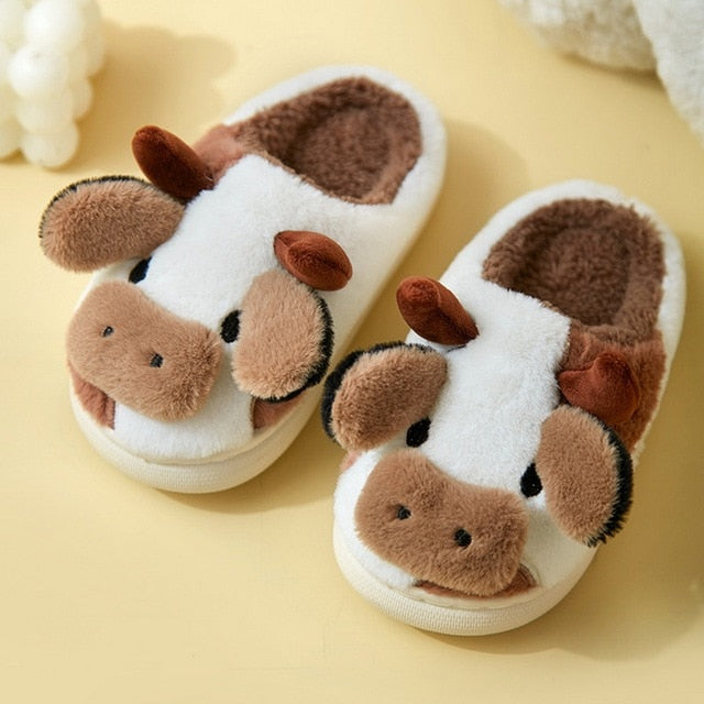 Flauschige Damen Tierpantoffeln Weich Beige