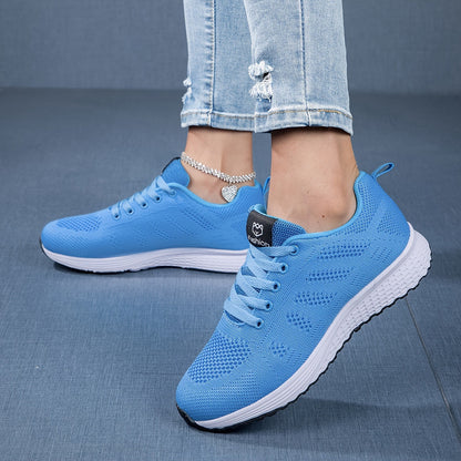 Damen Laufschuhe Atmungsaktives Mesh Leicht Schnürsneaker