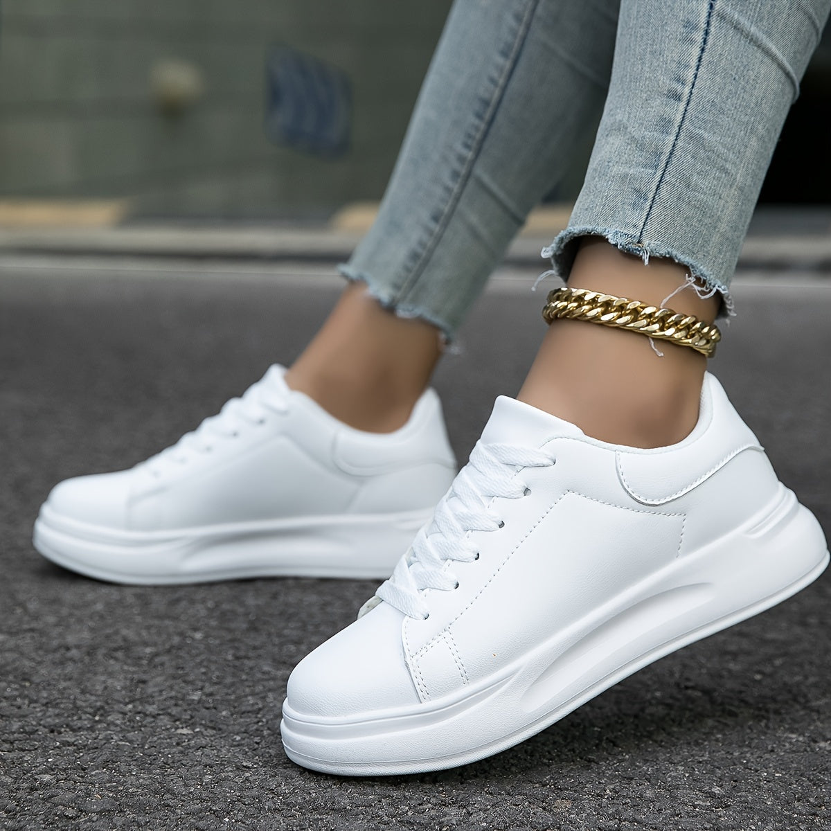 Weiße Damen Sneaker Minimalistisches Design