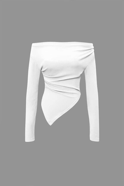 Damen Zweiteiler-Set Asymmetrisches Oberteil Weite Hose