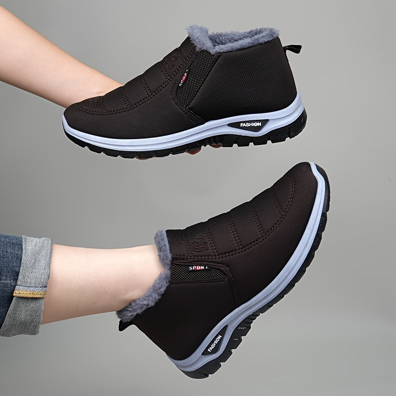 Herren Winterschuhe Elastik Mittelhoher Schnitt Warmfutter Schwarz - Norvielle
