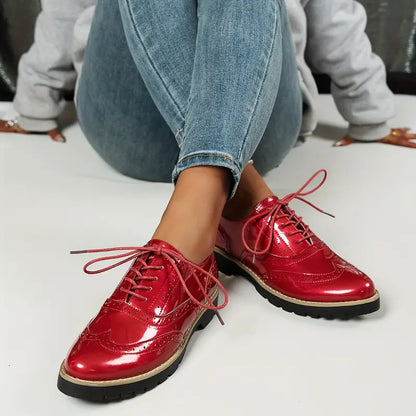 Damen Schnürschuhe Glänzend