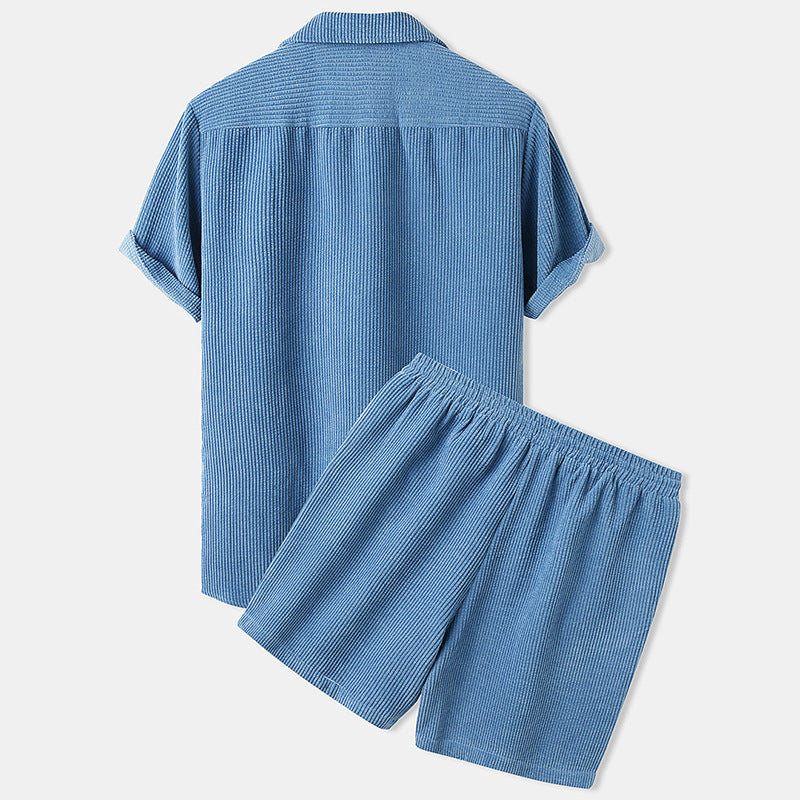 Herren Polo-Set aus Baumwolle mit Shorts und Oberteil Weiß