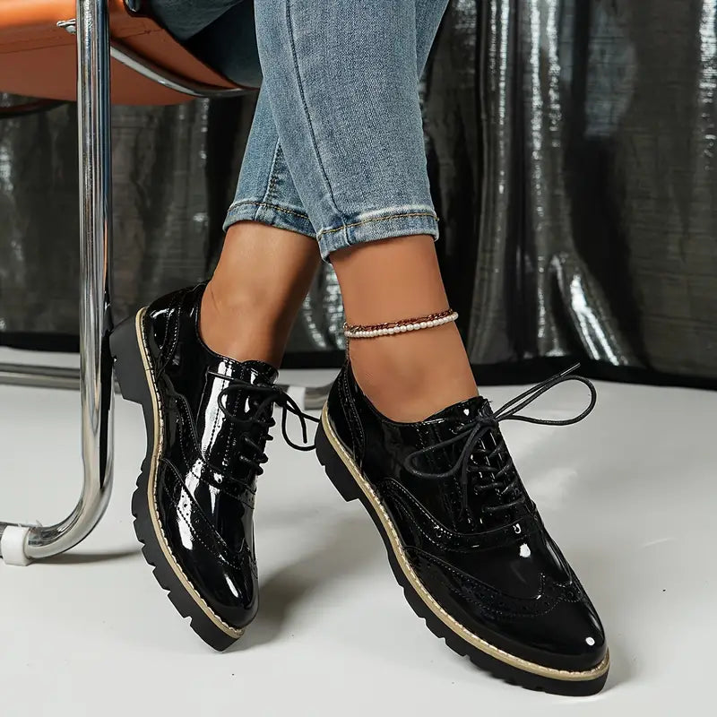 Damen Schnürschuhe Glänzend