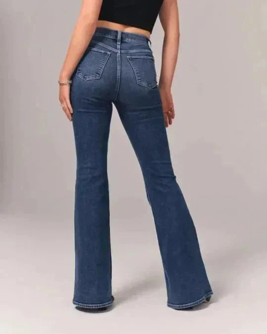 Norvielle Damen Bootcut-Jeans Figurformend