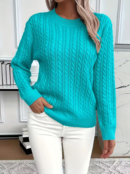 Damen Strickpullover Zopfmuster Winterbaumwolle Beige