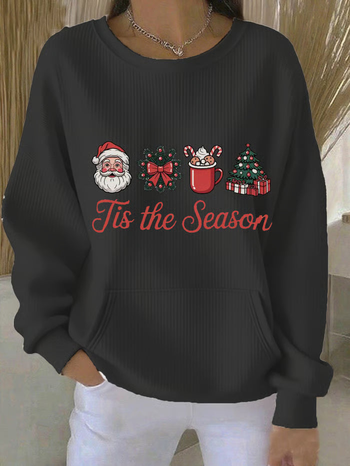 Weihnachtspulli Damen Weihnachtsbaumdruck Rot