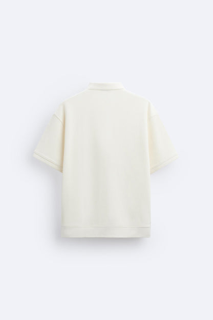 Herren Kurzarm-Polo Cremeweiß Baumwolle