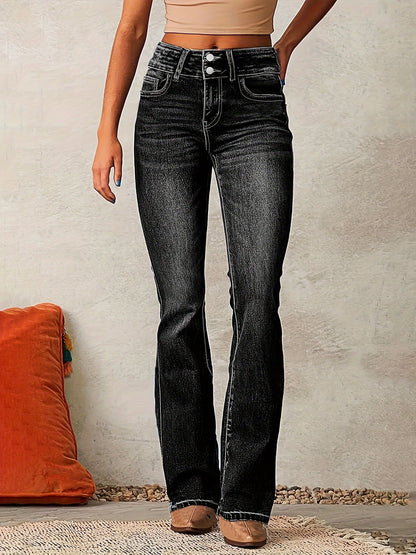 Damen High-Waist Jeans Weites Bein