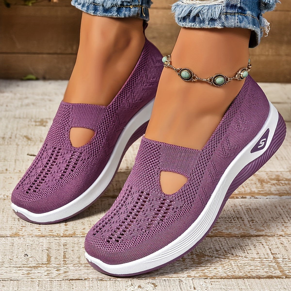 Norvielle Damen Slip-On Sneaker Atmungsaktives Mesh