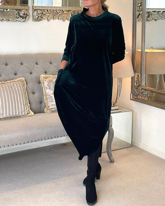 Elegantes Damen Samtkleid Mit Bauchabdeckung - Norvielle