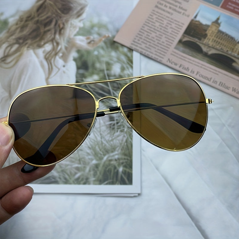 Damen Aviator Sonnenbrille Goldener Rahmen