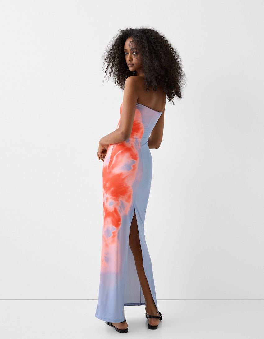 Norvielle Damen Trägerloses Maxikleid Sommer