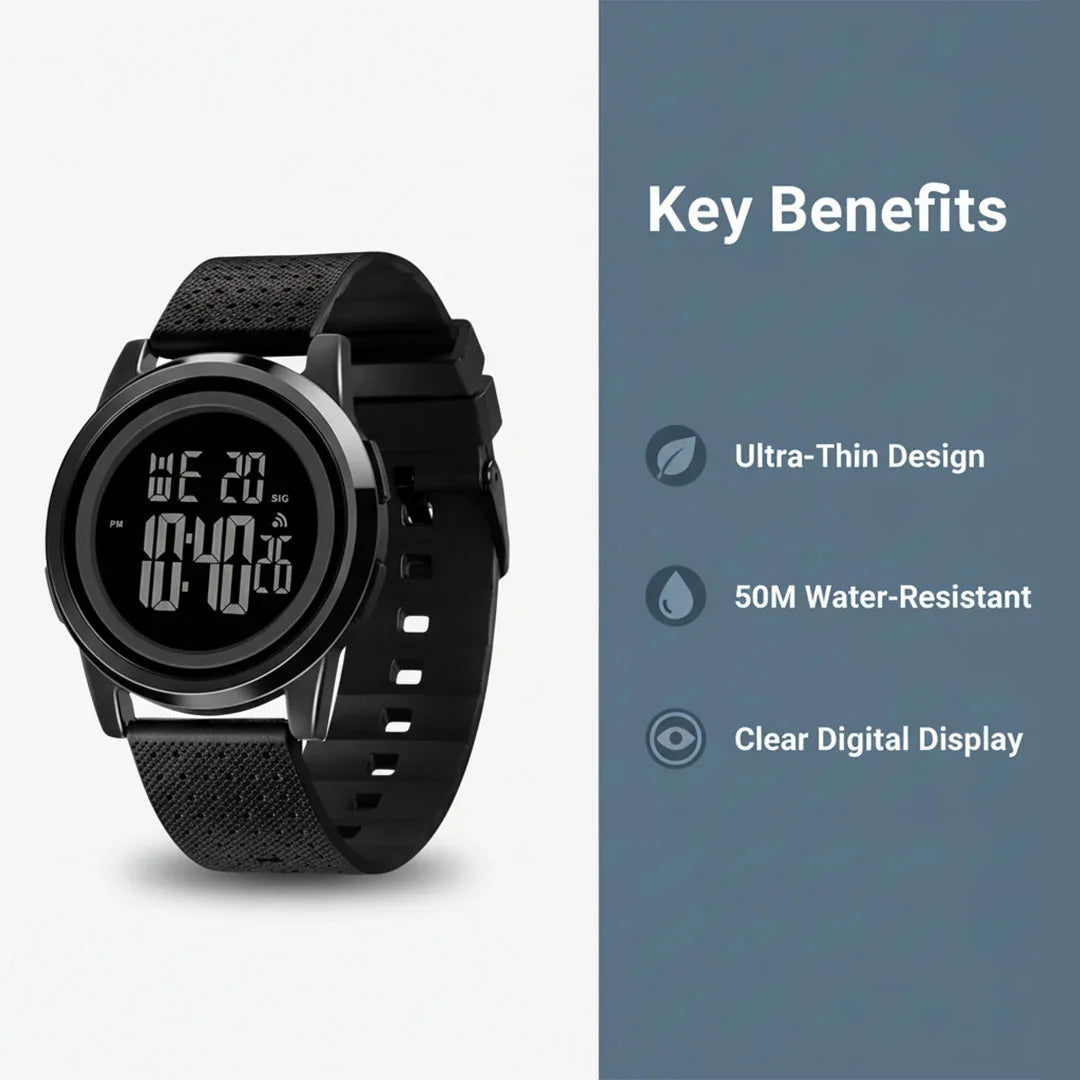 Ultradünne Armbanduhr Wasserfest Digitalanzeige