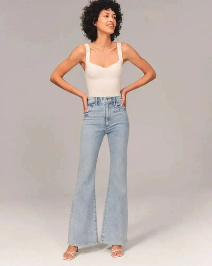 Norvielle Damen Bootcut-Jeans Figurformend